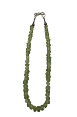Vintage Chunky Green Prehnite Beaded Chip Nugget Necklace Handmade 18″ Choker