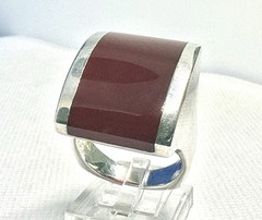 R05 Vintage 1950-1970s Carnelian 925 Silver RING Size 11