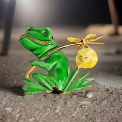 Vintage Signed LG LIND GAL Frog Hobo Enamel Novelty Figural Brooch Pin