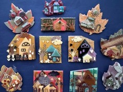 Vintage Jewelry Lot Lucinda Pin House Pin Autumn Clouds W/Face Scarecrow Turkey