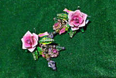 Beautiful Lunch at the Ritz ( LATR 2 GO) earring featuring a lovely pink rose
