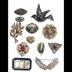 Vintage & Antique Deco Brooch Variety Craft Lot Pot Metal Celluloid Rhinestone