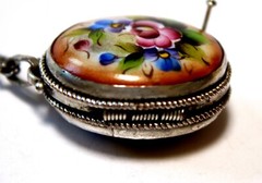 Vintage Enamel Hand Painted Russia Finift Jewelry Necklace-Locket 4 Variation#79