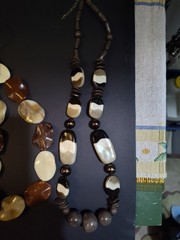 Vintage Boho Necklace Lot 8 Tribal Mask Wood Coconut Acrylic Metals Leather