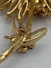 Vintage JULIANA D&E Sunflower Large Pin Brooch Champagne/Orange Rhinestone Stem