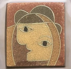 Vintage Cubist Modernist Face Brooch Abstract Geometric Portrait Pin