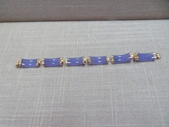 7″ HN 14k Yellow Gold Lavender Jade Double Row Bangle Bracelet