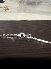 Vintage Baguette Necklace Jeweled Choker Crystal Rhinestone 16.5” Silver Tone