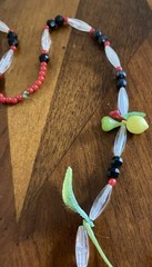 Vintg Cherry Dangle Necklace Red Lucite Early Plastic FruitSalad MCM 28” Kitschy