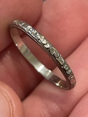 1920s Art Deco 18K Solid White Gold Fancy Engraved Wedding Band Fancy! 1.3GR!