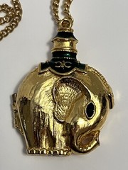 Vintage 1970s Revlon MOON DROPS Rajah’s Elephant Solid Perfume Compact Locket