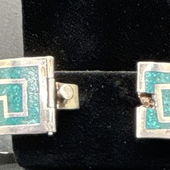 925 Vingage signed Taxco, MX. Silver Pendant and Braclet W/ Turquoise chip inlay