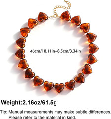 Amber Acrylic Heart Choker Necklace for Women Vintage Punk Chunky Necklace Trend