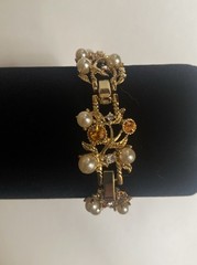 Camrose & Kross Jackie Kennedy JBK Amber And Pearl Floral/rope Link Bracelet