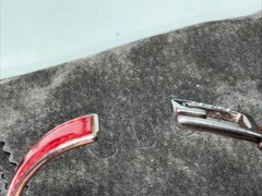 Rare GUCCI Bangle Vintage Red Leather G Logo Open Cuff Bracelet Adjustable