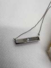 Sterling Silver Brave Bar Necklace Adjustable 16 – 18 ” CZ Accent Minimalist 6g