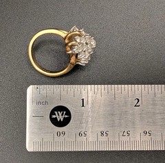 Vintage EDCO Gold Tone Plated Silver CZ Filled Dinner Ring Size 8