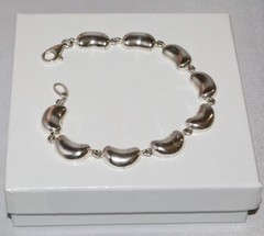 Vintage Sterling Silver FAS Bean Link Bracelet 13 grams 7.5 inches