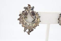 Vintage Clip On Earrings Silver Tone Etruscan