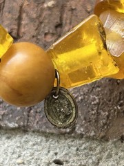 VTG Genuine Amber Chunk Necklace & Bracelet Fossilized Bug Debris Unique Beaded