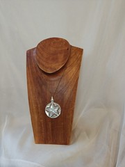 Vintage Stamped Gold Filled Hand Carved Mother Of Pearl Star Pendant Necklace