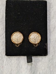 Vtg. Lanvin Germany Rhinestone Stud Clip On Earrings