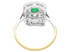 Antique Art Deco Emerald Diamond and Yellow Gold Dress Ring