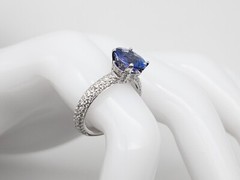 Estate $6000 3ct Natural Tanzanite VS G Diamond 18k White Gold Ring Band