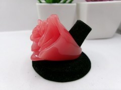 Vintage Plastic Lucite Molded Flower Ring~SIZE 8~Watermelon Color~1970’s~80’s
