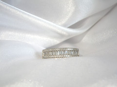 Sterling Silver 925 Baguette Channel Set CZ Designer Signed Band Ring Size 7