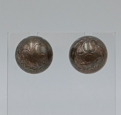 VTG 925 Dome Stud Earrings 0.5in Sterling Silver 3.85g Etched Swirl Estate READ
