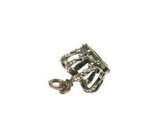 Vtg Sterling Silver Royal Cage Crown King Queen Bracelet Charm Pendant