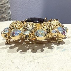 JULIANA D&E BOOK PIECE Ref #3838 Gold Tone Ball Pear Rhinestone Vintage Brooch
