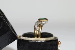 2.1Ct Art Deco Style Oval Lab Created Emerald & Diamond Wedding 14K Gold FN Ring