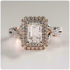 Art Deco 2Ct Emerald Cut Simulated Diamond 925 Silver Engagement Bridal Ring
