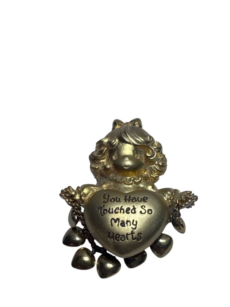 Precious Moments Brooch Gold-Tone You Have Touched So Many Hearts Angel Design