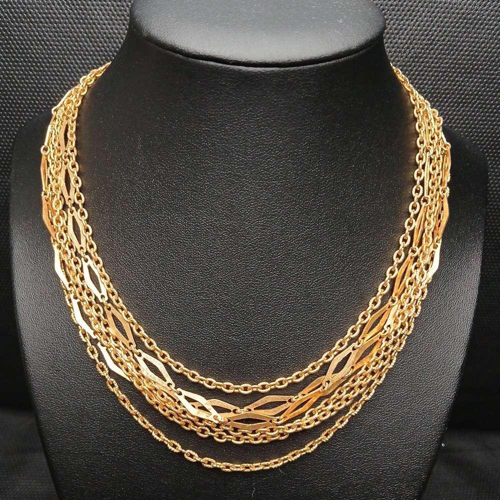 Vintage Multi-strand Chain Necklace Gold Tone. 14.337