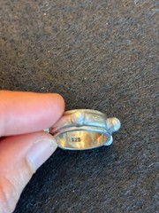 UNIQUE VINTAGE STERLING 925 GEN PEARL SPINNER BAND RING *8 gm*