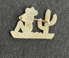 Sterling Silver Pin Made In Taxco, Mexico Sleeping Man & Cactus