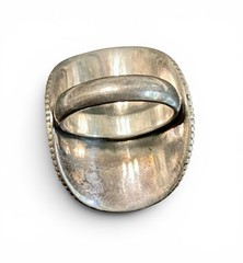 Vintage Sterling Silver Large Boho Ethnic Tribal Shield Statement Ring Size 6.5