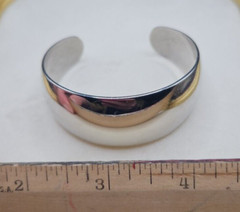 Monet Vintage Cuff Bracelet Modernist Silver Tone Simple Boho Chic Statement
