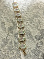 Vintage Lavender Rose Bracelet Yellow Gold Filled 7.25 Inches