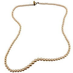Vintage Marvella 1950s 1960s Cream Faux Pearls Graduated Beads 23″ Necklace