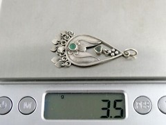 Southwestern Sterling Silver Malachite Dangling Charms Pendant 925 3.5g 1.75 In