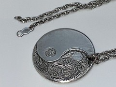 Asian Vintage Sterling Silver Ying Yang Pendant Necklace Needs Clasp TLC