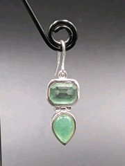 NOS By JEZLAINE Sterling Silver Aventurine Stone Drop Dangle Hook 925 Earrings