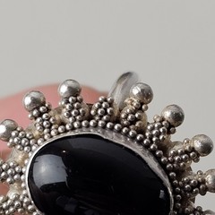 Vintage 925 Sterling Silver Black Onyx Sunburst Ring Size 7.5 – 7.23g