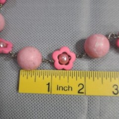 Vintage Handmade Women’s Necklace Pink Cotton Candy Natural Stones, Faux Pearls