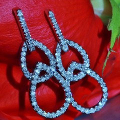 14k white gold earrings 0.45ct natural diamond 1.12″ teardrop dangle 3.54g N3777