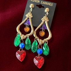 1980s Chandelier Earrings Lucite Vintage Large Gold Tone Dangle Pierced